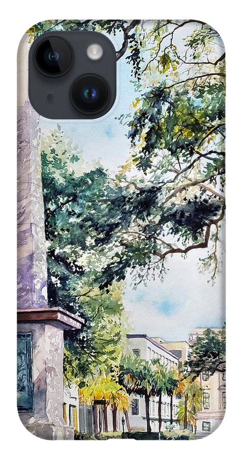 Georgia iPhone Case featuring the painting Johnson Square, Savannah GA by Merana Cadorette