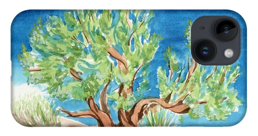 Juniper Tree iPhone 14 Case featuring the painting Juniper with Berries by Tammy Nara