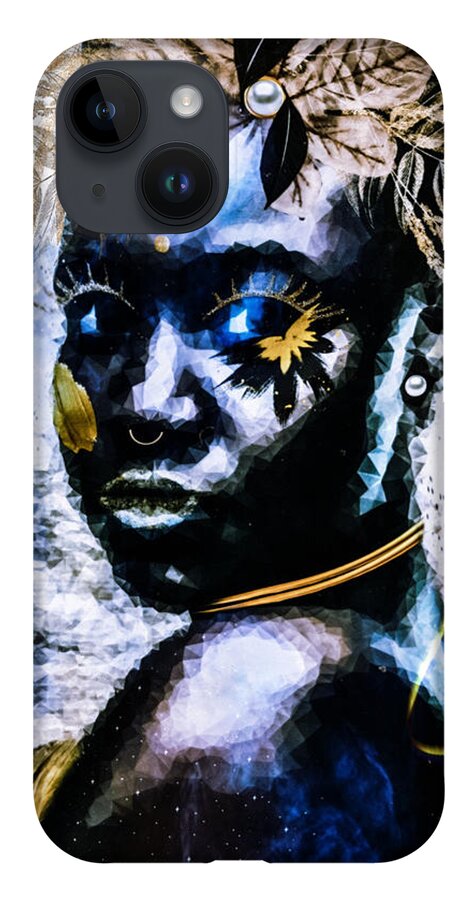Black Art iPhone 14 Case featuring the mixed media Kashi's Vision by Canessa Thomas
