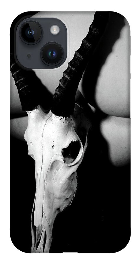Nude Female Skull iPhone 14 Case featuring the photograph Kbbt0719 by Henry Butz