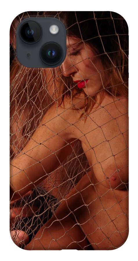 Nude Female Net iPhone 14 Case featuring the photograph Kebu0207 by Henry Butz