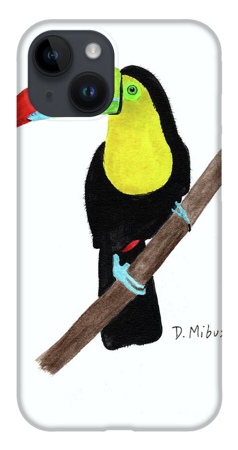 Keel-billed Toucan iPhone 14 Case featuring the painting Keel-Billed Toucan Day 3 Challenge by Donna Mibus