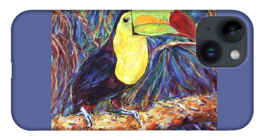 Costa Rica iPhone 14 Case featuring the painting Keel-billed Toucan by John Bohn