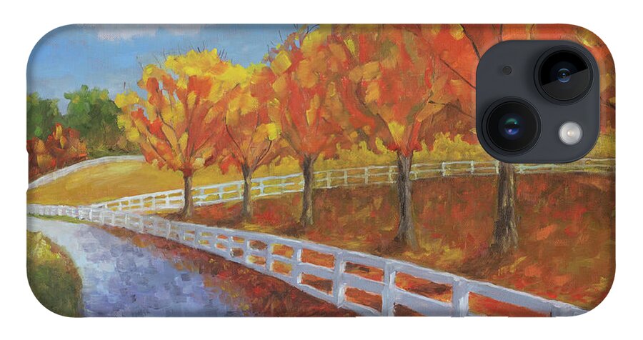 Landscape iPhone 14 Case featuring the painting Kentucky Horse Farm by Mark Ross