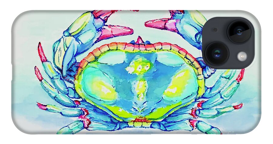 Crab iPhone 14 Case featuring the painting Key West Crab 2021 by Shelly Tschupp