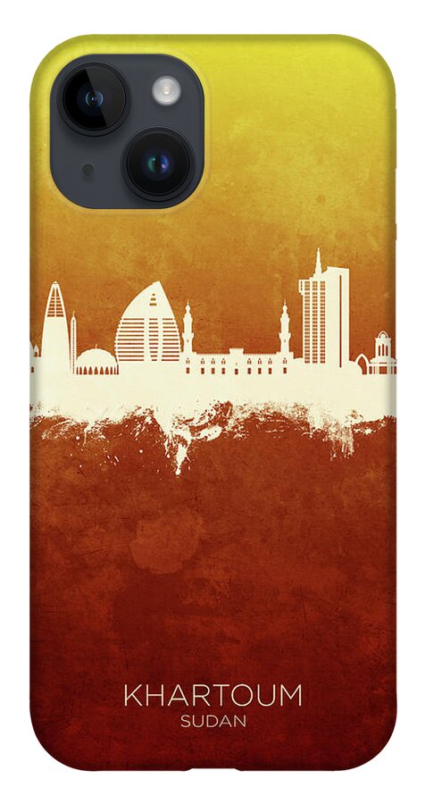 Khartoum iPhone 14 Case featuring the digital art Khartoum Sudan Skyline #35 by Michael Tompsett