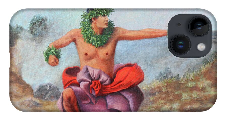 Male iPhone 14 Case featuring the painting Kilauea by Megan Collins