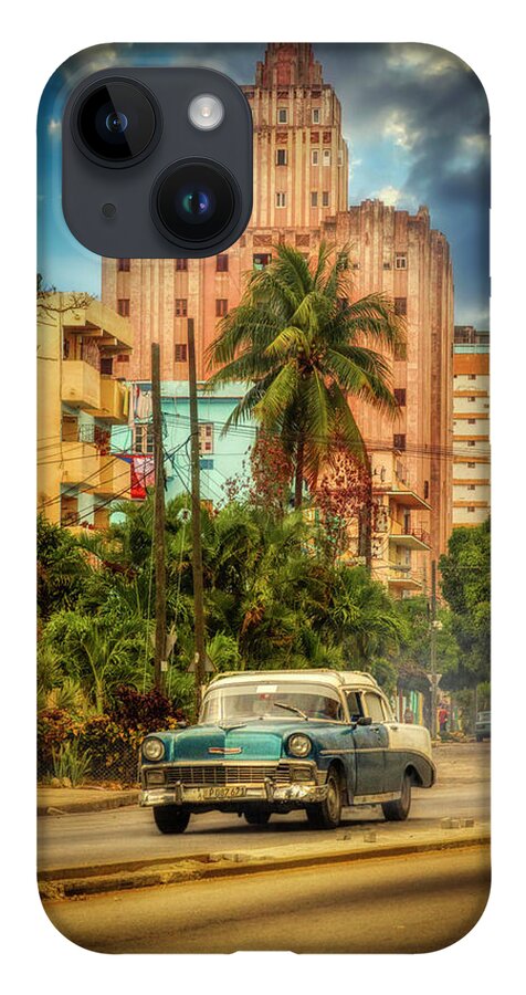 Pink And Blue iPhone 14 Case featuring the photograph La Colonial Tower, Havana, Cuba by Micah Offman