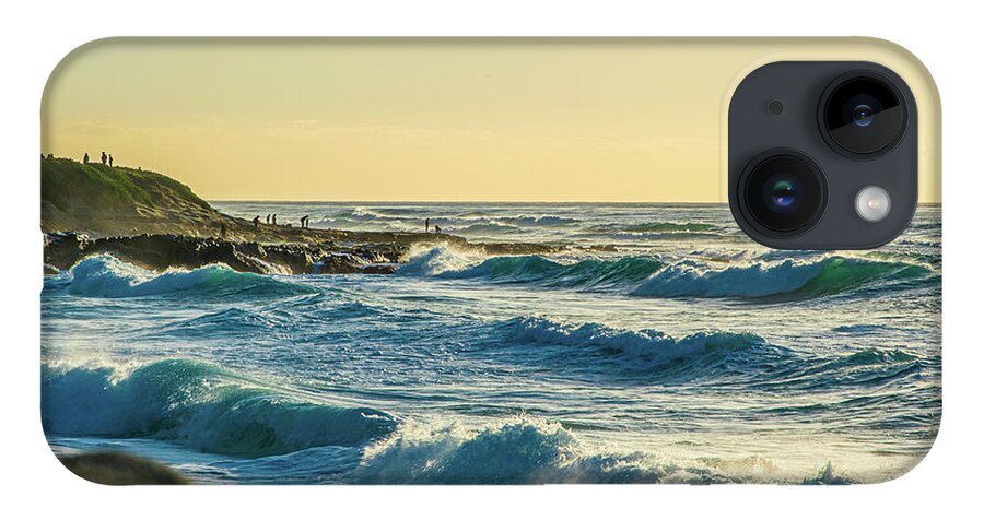 Golden iPhone Case featuring the photograph La Jolla Cove Rolling Waves by Local Snaps Photography
