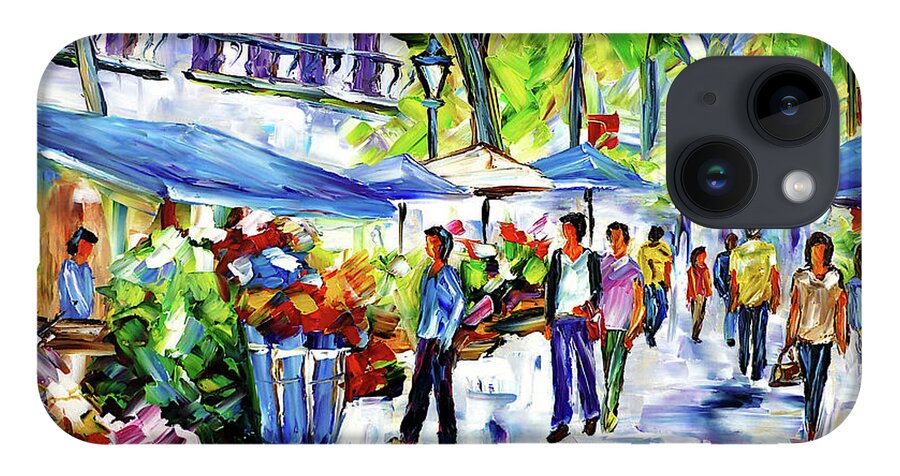 Market Street iPhone 14 Case featuring the painting La Rambla by Mirek Kuzniar