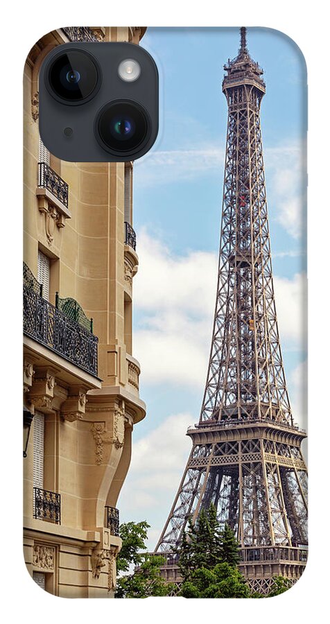 Eiffel Tower Photography iPhone Case featuring the photograph La Tour Eiffel from Avenue de Camoens by Melanie Alexandra Price