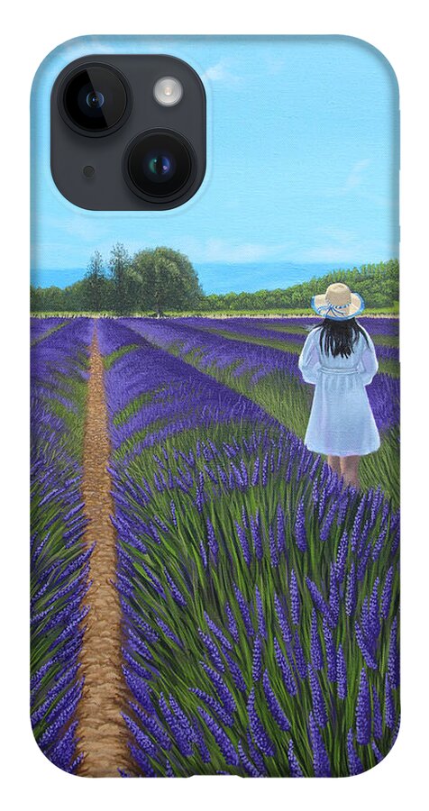 Landscape iPhone 14 Case featuring the painting Lady in Lavender by Adrienne Dye