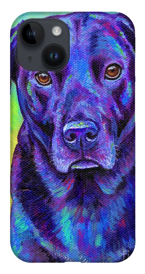 Labrador Retriever iPhone Case featuring the painting Larry the Labrador by Rebecca Wang