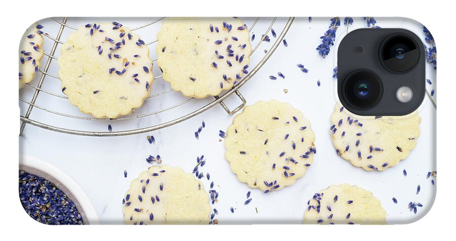 Lavender And Lemon Shortbread Biscuits iPhone 14 Case featuring the photograph Lavender and Lemon Shortbread Biscuits by Tim Gainey