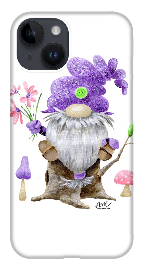 Gnome iPhone 14 Case featuring the painting Leif Gnome by Annie Troe