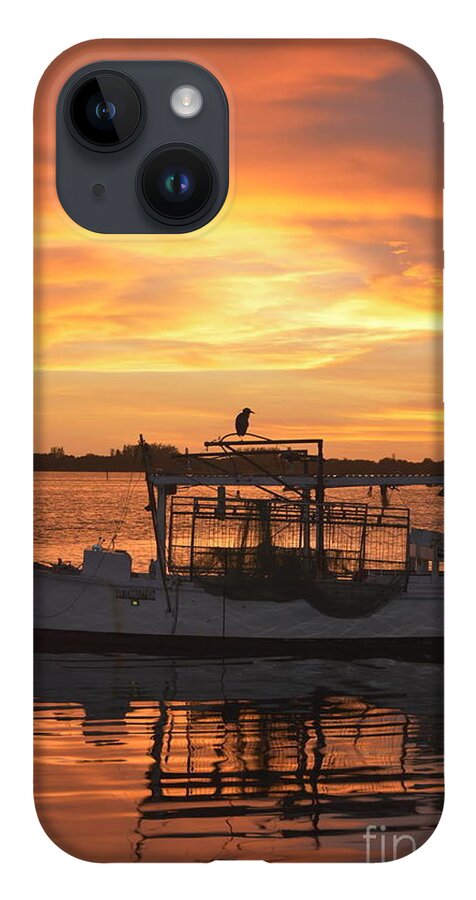 Sunset iPhone 14 Case featuring the digital art Lemon Bay Night by Alison Belsan Horton