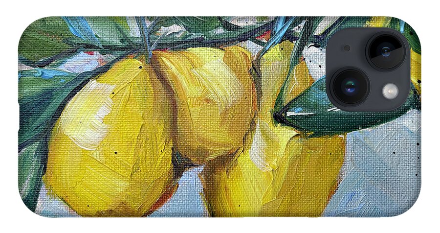 Lemon iPhone Case featuring the painting Lemons by Roxy Rich