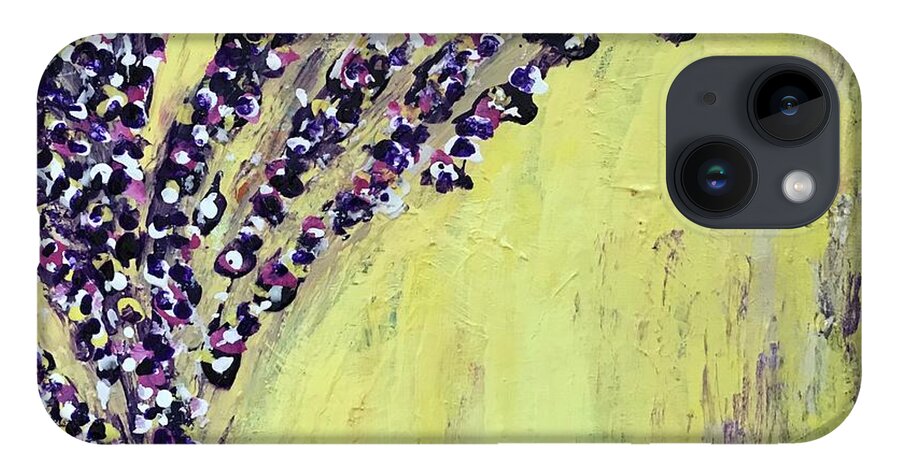 Yellow iPhone 14 Case featuring the painting L'envol by Medge Jaspan