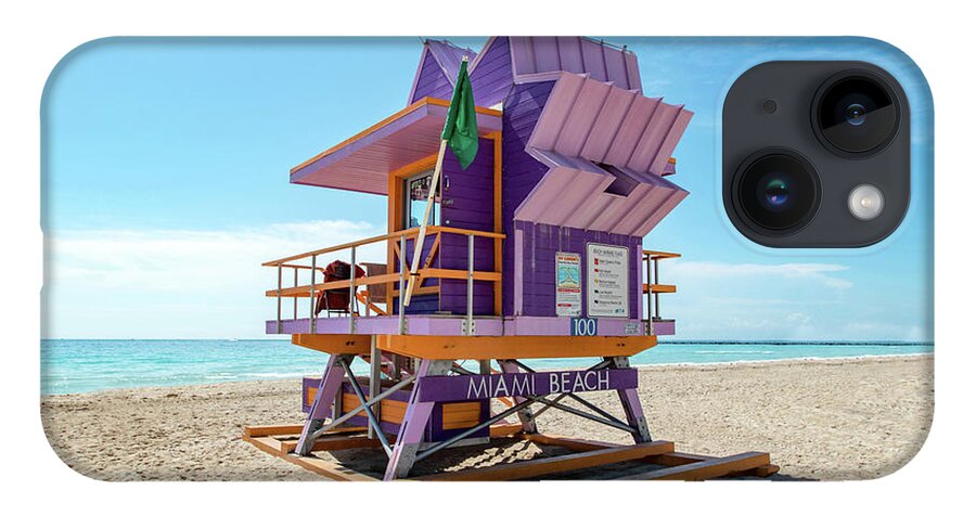 Atlantic iPhone Case featuring the photograph Lifeguard Tower 100 South Beach Miami, Florida by Beachtown Views