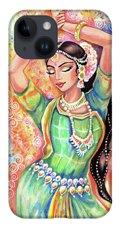 Indian Dancer iPhone 14 Case featuring the painting Light of Ishwari v1 by Eva Campbell