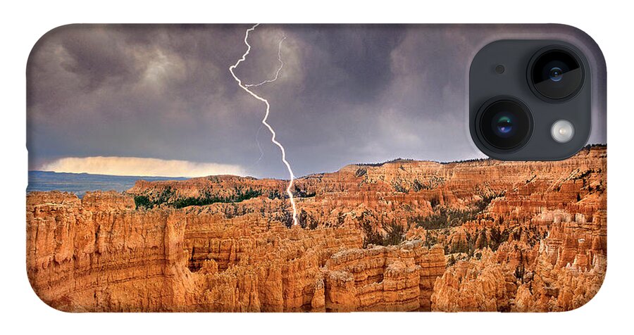 Dave Welling iPhone 14 Case featuring the photograph Lightning Storm Over Hoodoos Bryce Canyon National Park by Dave Welling