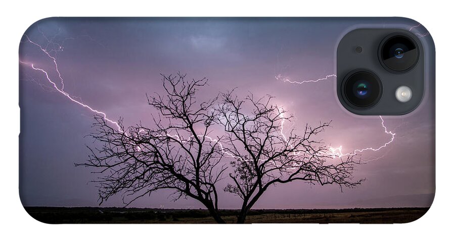Storm iPhone 14 Case featuring the photograph Lightning Tree by Wesley Aston