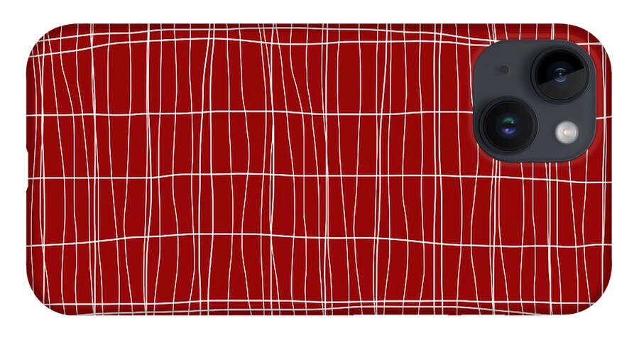 Lines Pattern Modern Design iPhone Case featuring the digital art Lines Pattern Modern Design - Red and White by Patricia Awapara