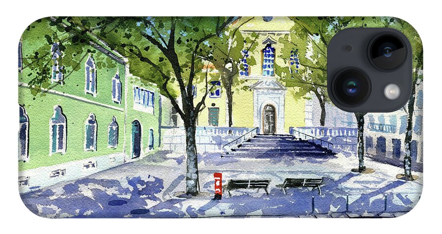 Lisbon iPhone 14 Case featuring the painting Lisboa Igreja De Sao Mamede by Dora Hathazi Mendes