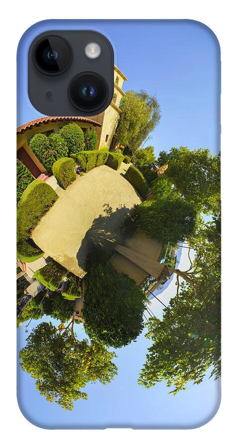 Little Planet iPhone 14 Case featuring the photograph Little Planet Ojai Valley Museum Courtyard 2 by Lindsay Thomson