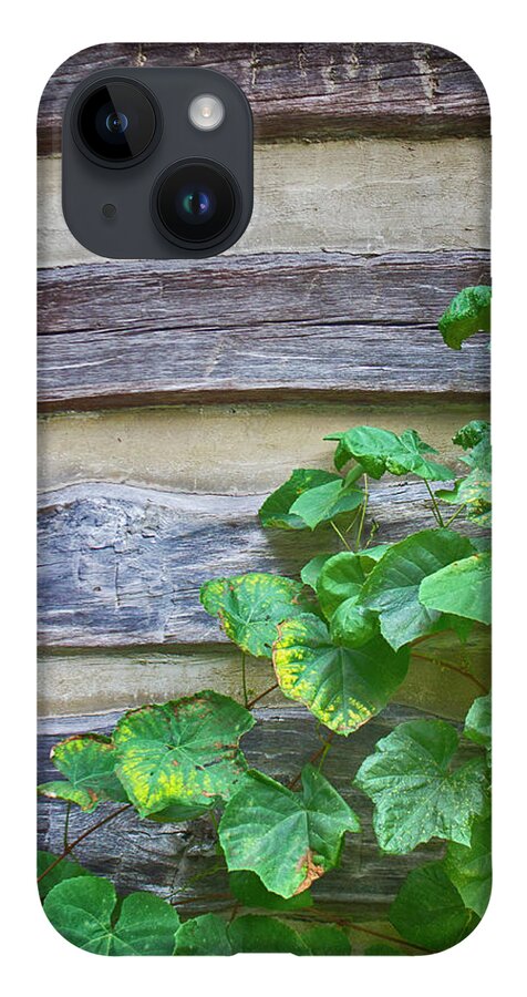 Grapes iPhone 14 Case featuring the photograph Log Cabin with Grape Vines on Wall by Charles Floyd