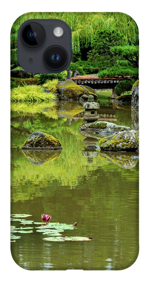 Outdoor; Summer; Japanese Garden; Seattle; City; Park; Water Lilies; Lotus; Pond; iPhone Case featuring the digital art Lotus in Japanese Garden by Michael Lee