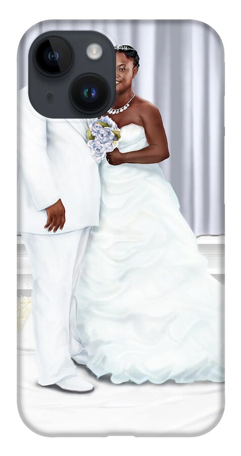 Wedding Painting iPhone 14 Case featuring the painting Lovely Trena Wedding Day A4 by Reggie Duffie