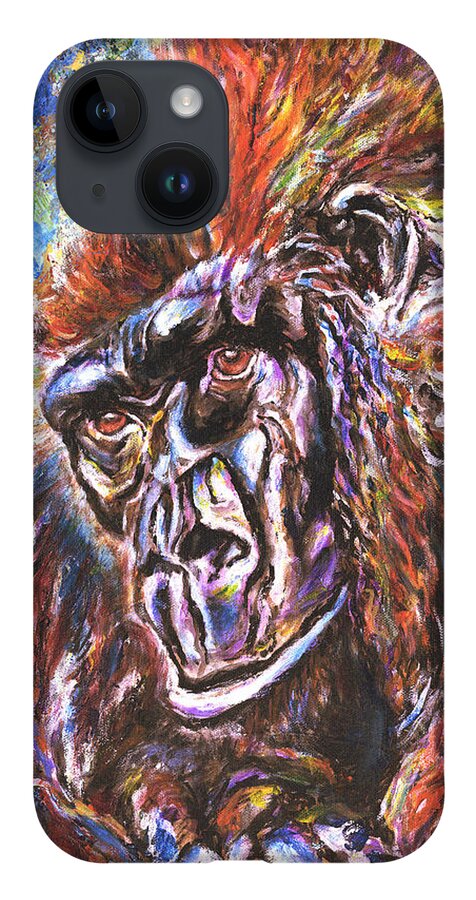 African Lowlands Gorilla iPhone 14 Case featuring the painting Lowlands Gorilla by John Bohn