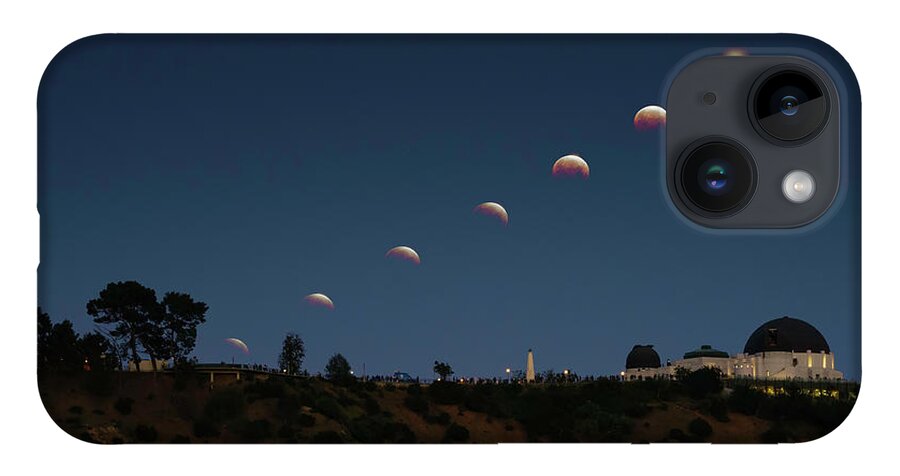Moon iPhone 14 Case featuring the photograph Lunar Eclipse Moon Stack at the Observatory by Lindsay Thomson
