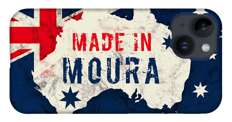 Moura iPhone 14 Case featuring the digital art Made in Moura, Australia by TintoDesigns