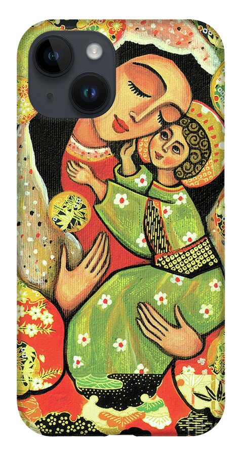 Mother And Child iPhone 14 Case featuring the painting Madonna and Child by Eva Campbell