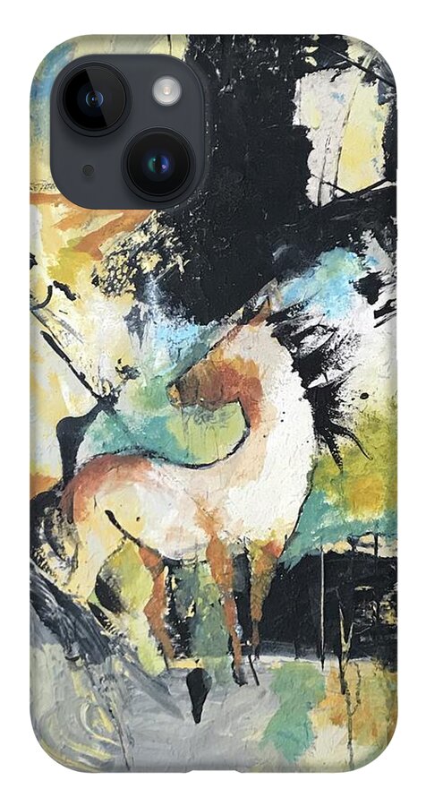 Horse Abstract iPhone Case featuring the painting Majestic by Elaine Elliott