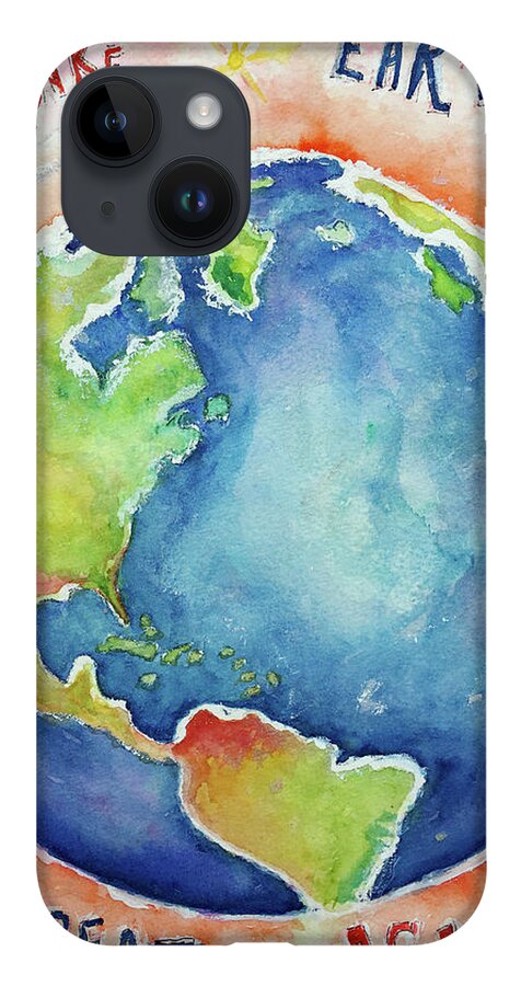 Earth iPhone 14 Case featuring the painting Make Earth Great Again by Roxy Rich