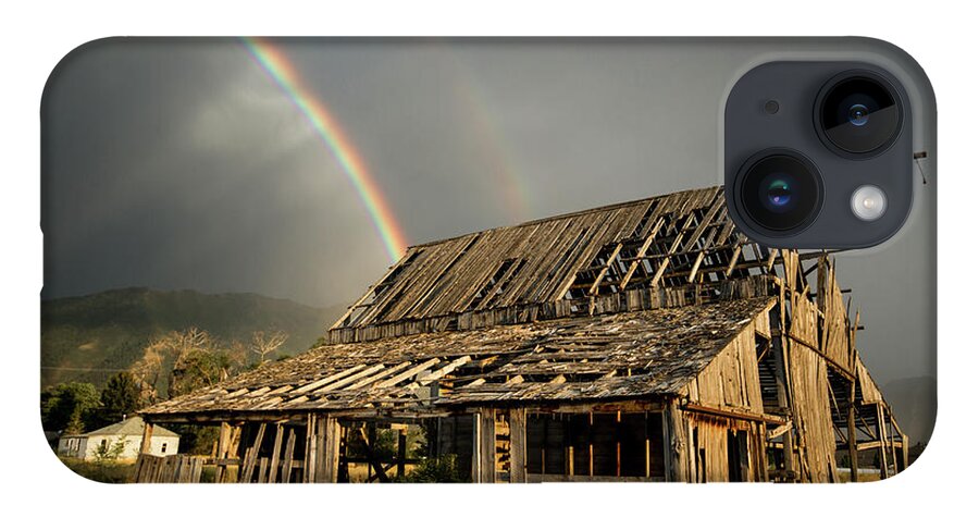 Barn iPhone 14 Case featuring the photograph Mapleton Barn Rainbow by Wesley Aston