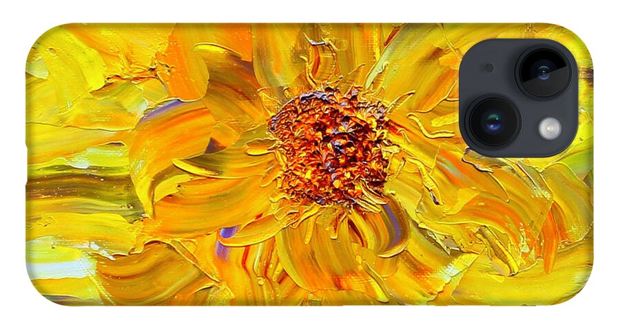 Marigold iPhone 14 Case featuring the painting Marigold Inspiration 2 by Teresa Moerer