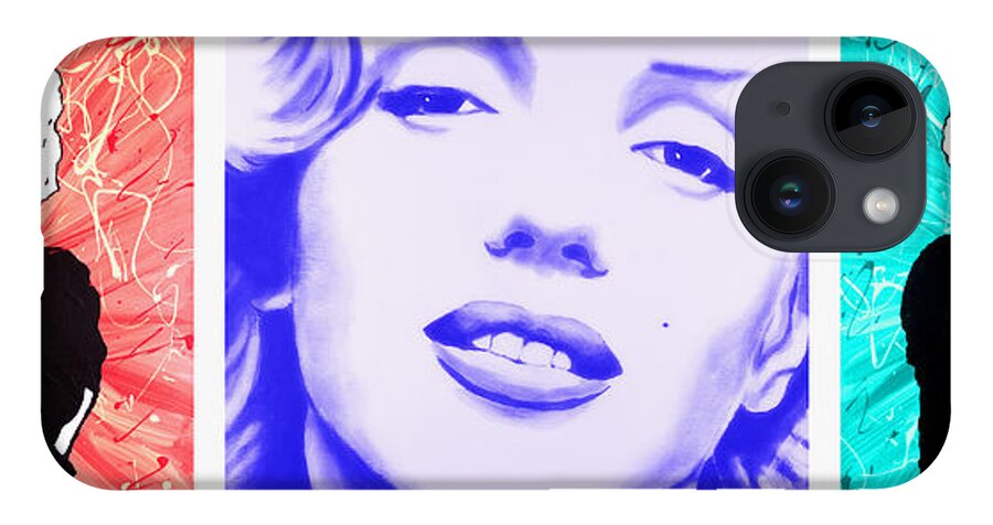 Marilyn Monroe iPhone 14 Case featuring the painting Marilyn Monroe 3 Panel Hollywood Color Splash by Bob Baker