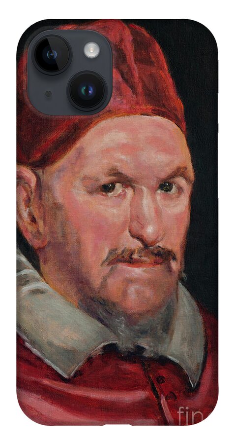  iPhone Case featuring the painting Master Copy of Detail of Portrait of Pope Innocent X by Diego Velazquez by Pablo Avanzini