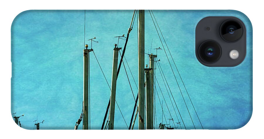 Masts iPhone 14 Case featuring the photograph Masts with Blue Background by Roslyn Wilkins