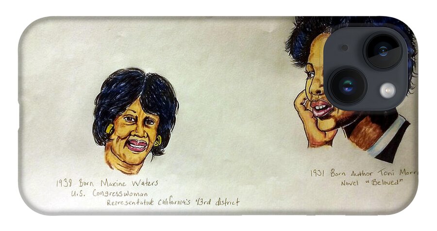  Joedee iPhone Case featuring the drawing Maxine Waters and Toni Morrison by Joedee