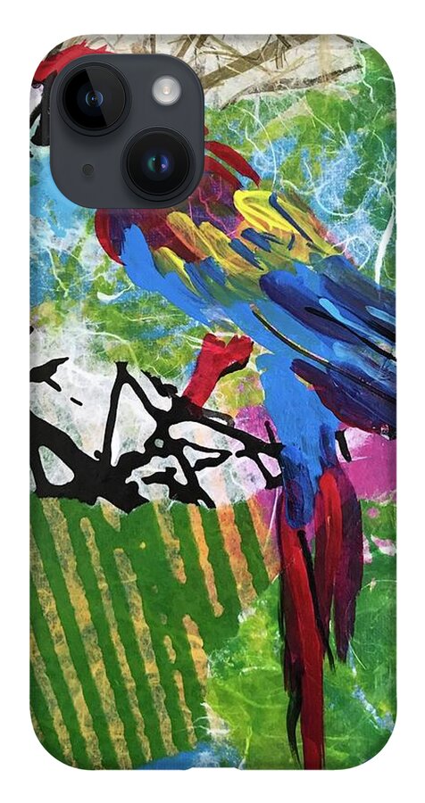 Parrot Paintings iPhone Case featuring the painting Mexico Macaw II by Elaine Elliott