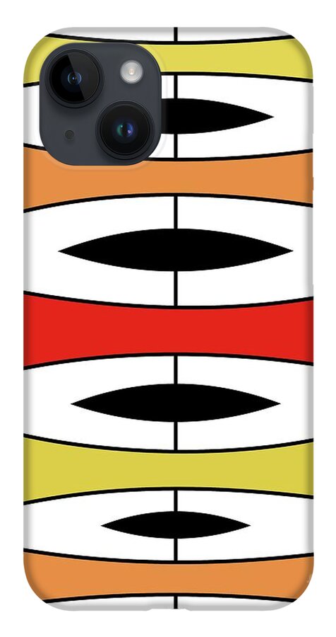 Mid Century Modern iPhone Case featuring the digital art Mid Century Modern Trapezoids in Warm Colors by Donna Mibus