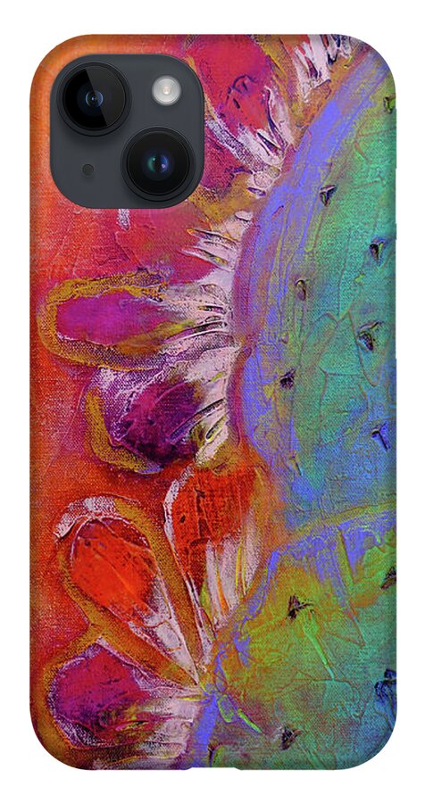 Prickly Pear iPhone 14 Case featuring the painting Midnight Prickly Pear I by Robin Valenzuela