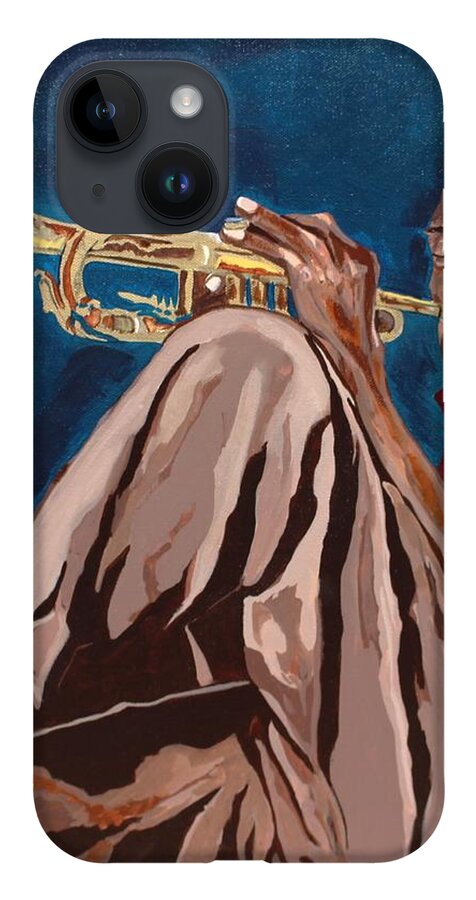  iPhone 14 Case featuring the painting Miles Davis-Backstage by Bill Manson