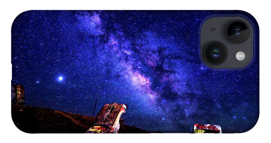America iPhone 14 Case featuring the photograph Milky Way Over Mojave Graffiti 3 by James Sage