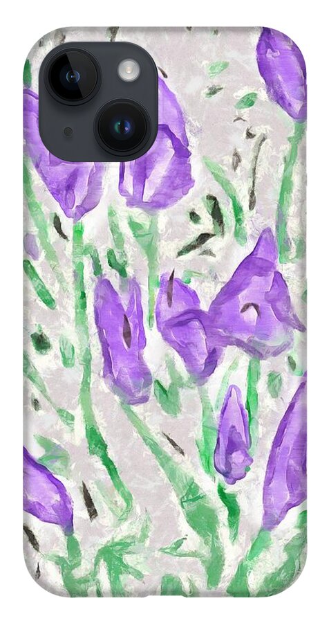 Tulips iPhone 14 Case featuring the mixed media Minimalist Tulips by Christopher Reed